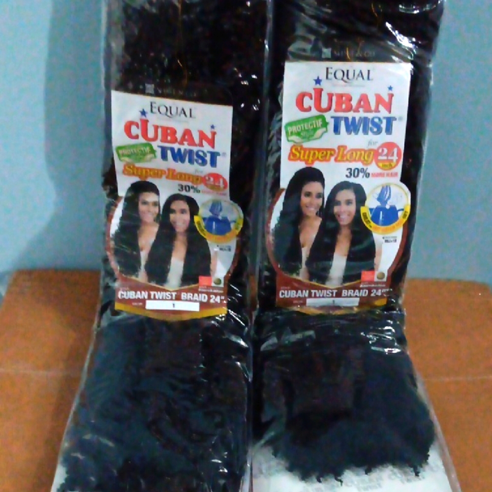 Lot of 2 Shake-N-Go Equal Cuban Twist 24" Braid Color 1 99J+1B NIP